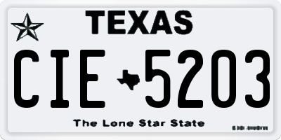 TX license plate CIE5203
