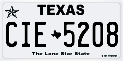 TX license plate CIE5208