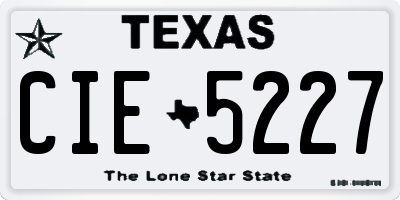 TX license plate CIE5227