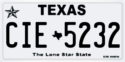 TX license plate CIE5232