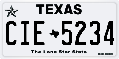 TX license plate CIE5234