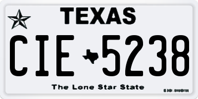 TX license plate CIE5238