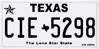 TX license plate CIE5298