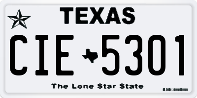 TX license plate CIE5301
