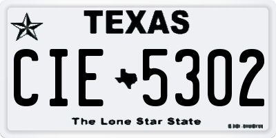 TX license plate CIE5302