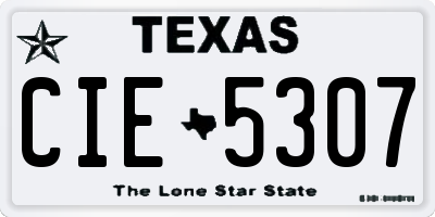 TX license plate CIE5307