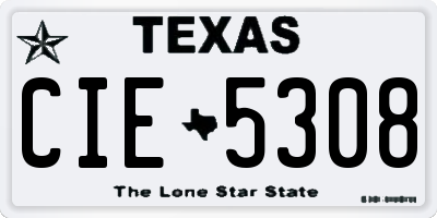 TX license plate CIE5308