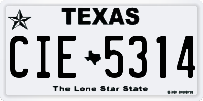 TX license plate CIE5314