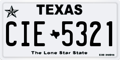 TX license plate CIE5321