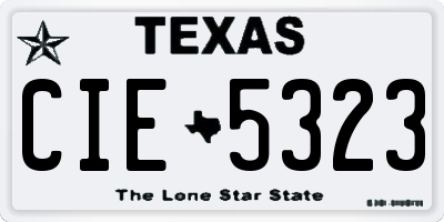 TX license plate CIE5323