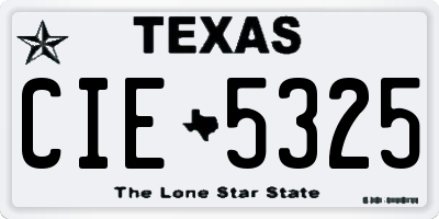 TX license plate CIE5325