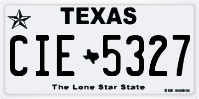 TX license plate CIE5327