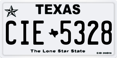 TX license plate CIE5328