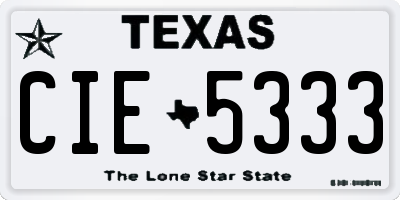 TX license plate CIE5333