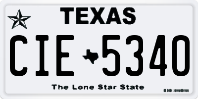 TX license plate CIE5340