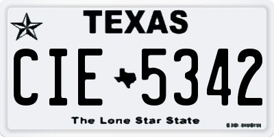 TX license plate CIE5342