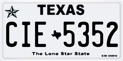 TX license plate CIE5352