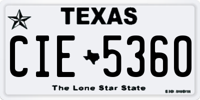 TX license plate CIE5360