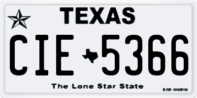 TX license plate CIE5366