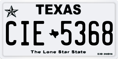 TX license plate CIE5368