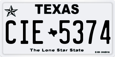 TX license plate CIE5374