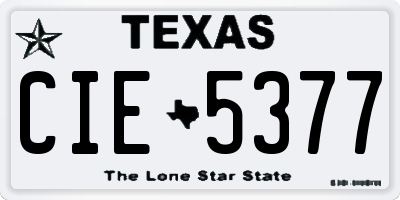 TX license plate CIE5377