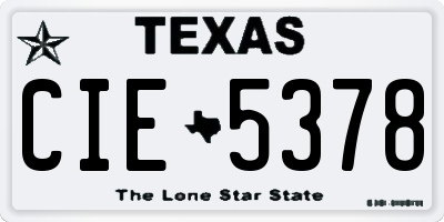 TX license plate CIE5378