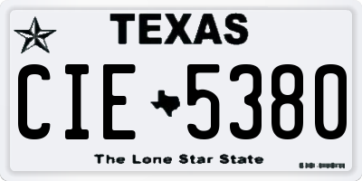 TX license plate CIE5380