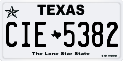 TX license plate CIE5382