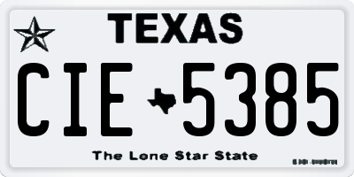 TX license plate CIE5385