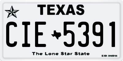 TX license plate CIE5391