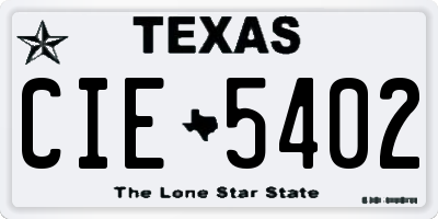 TX license plate CIE5402