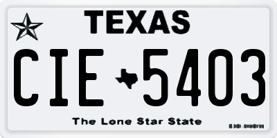 TX license plate CIE5403