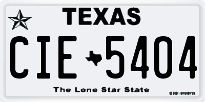 TX license plate CIE5404