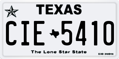TX license plate CIE5410