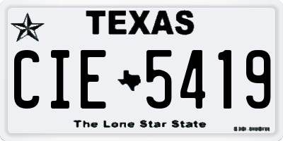 TX license plate CIE5419