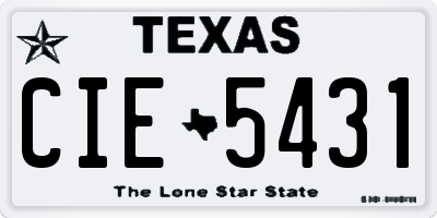 TX license plate CIE5431