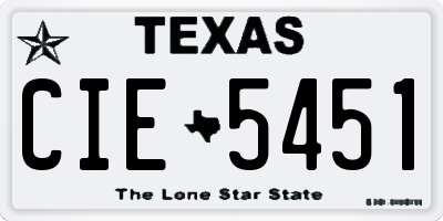 TX license plate CIE5451
