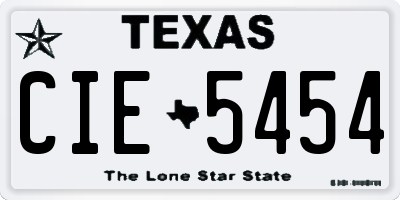TX license plate CIE5454