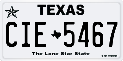 TX license plate CIE5467