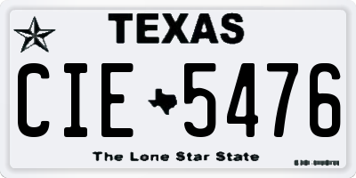 TX license plate CIE5476