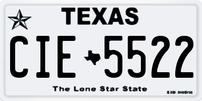 TX license plate CIE5522