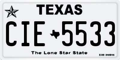 TX license plate CIE5533