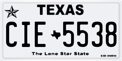 TX license plate CIE5538