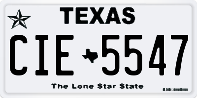 TX license plate CIE5547