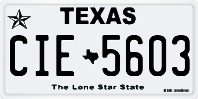 TX license plate CIE5603