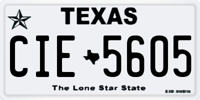 TX license plate CIE5605