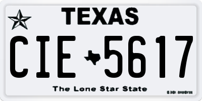 TX license plate CIE5617