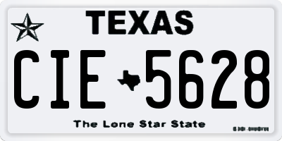 TX license plate CIE5628