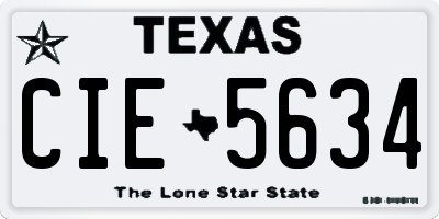 TX license plate CIE5634